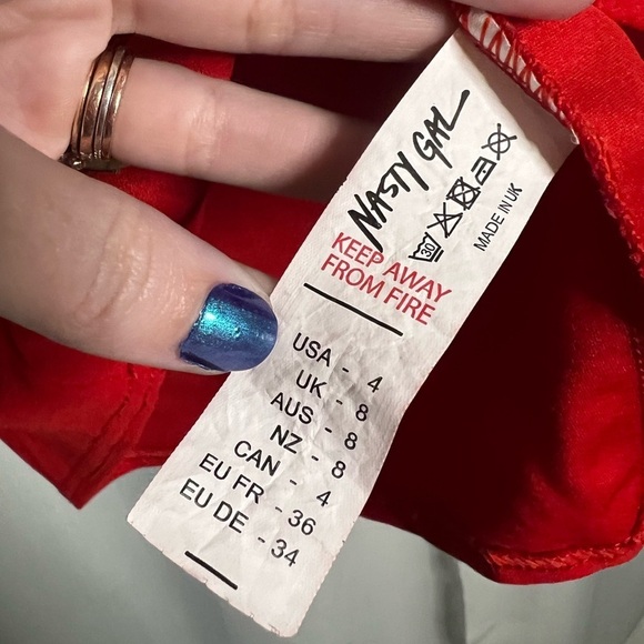 NastyGal Red Flared Long Sleeve Mini Dress 4 - Picture 6 of 7